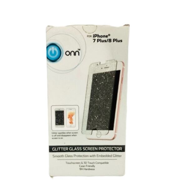 Onn Glitter Glass Screen Protector For iPhone 7 Plus 8 Plus - Picture 3 of 5